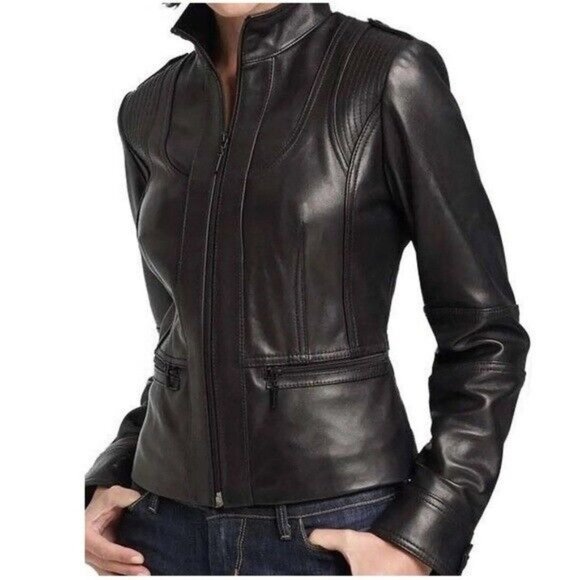 Kenneth Cole Genuine Lambskin Leather Jacket, Moto Racer Jacket-GD16 Size Medium - Picture 12 of 12